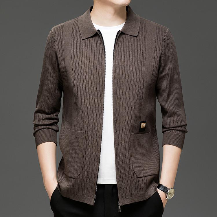 Woodpecker Men's Autumn Knitted Cardigan: Business Casual, Fashionable & Versatile for Middle-Aged Men
