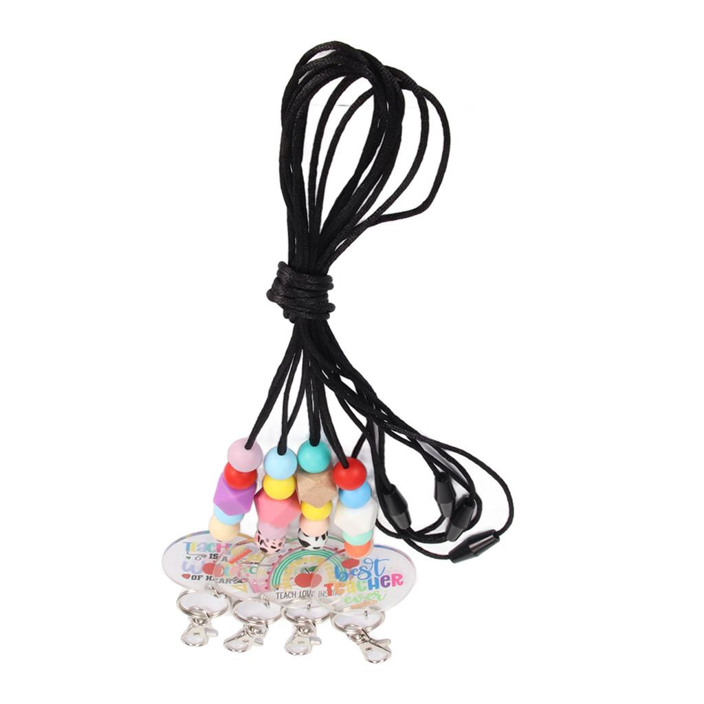 4 Stück Lehrer Lanyard für Namensschilder Schlüssel Perlen Lanyard mit Sicherheitsverschluss für Schultag