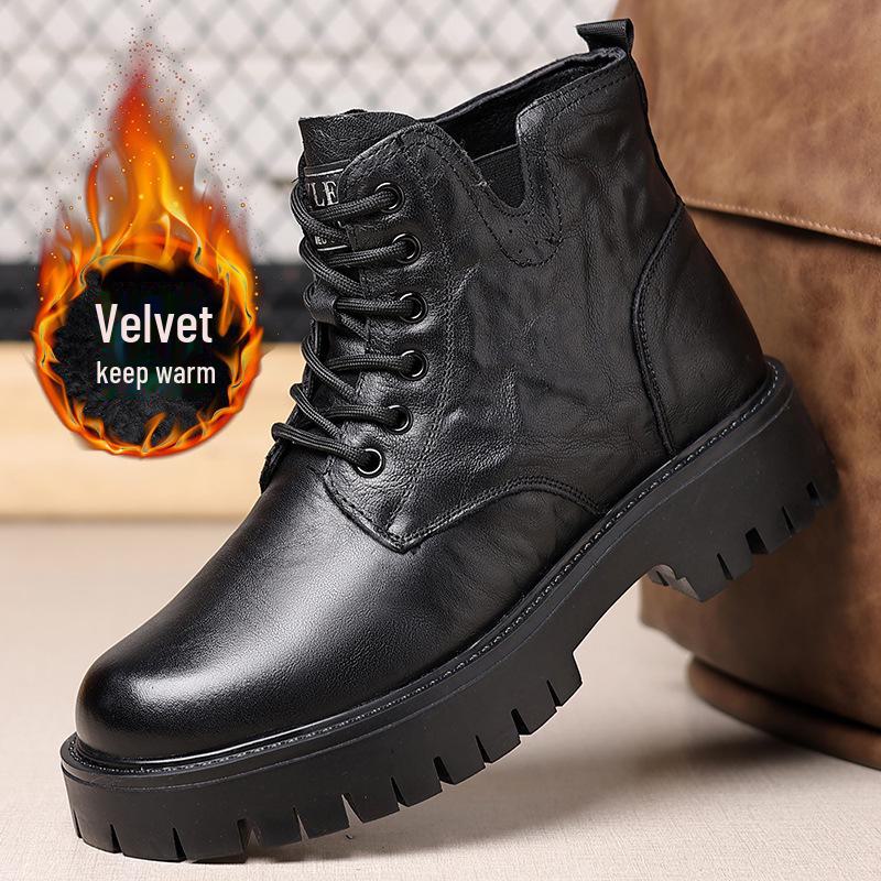 

Мужские ботинки Martin в британском стиле — высокие кожаные рабочие ботинки для зимы и осени 43 чёрный