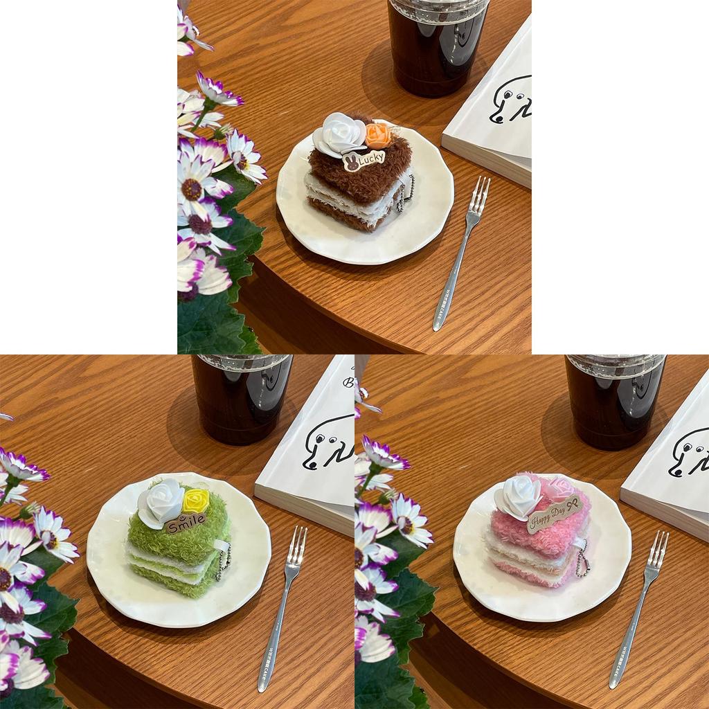Cute Cake Plush Keychain With Pp Cotton Filling For Bags And Kids