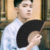 Skládací japonská dárková krabička Ohňostroj Zahraniční Japonský Černý [SENMAN] Pánský Vysoce Kvalitní Vějíř, Stylový, Populární, Velký, Černý, Obchodní, Jednobarevný, Vzor,