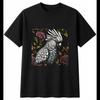 Cockatoo with Roses Mens T-Shirt Bird Black 100% Cotton Birdwatching Printed