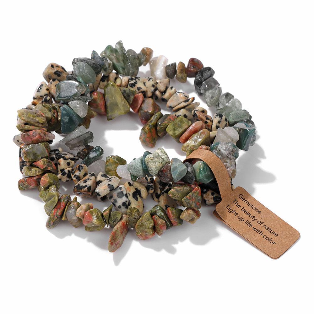 Natural stone bracelet beaded natural gravel elastic stacking wearing versatile high-end light luxury hot-selling bracelet