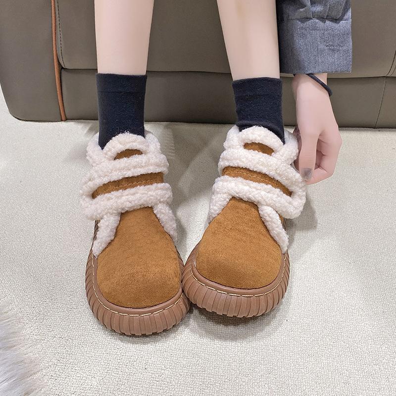 Fashion Aphixta New 4cm Chunky Heel Women Snow Boots Furry Winter Sneaker Shoes Short Plush Ladies Shoes Botas De Invierno Para Mujer