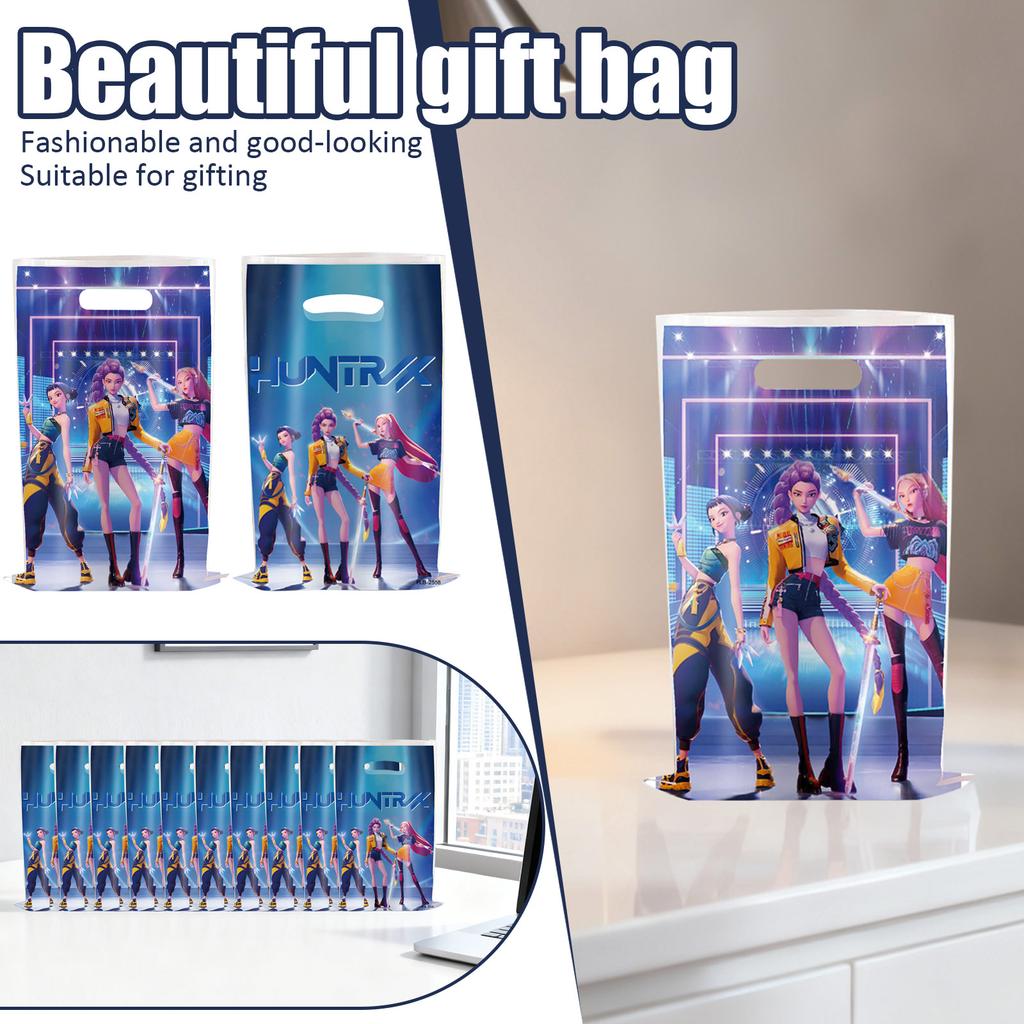 10er-Pack Themen-Geschenktüten mit Henkeln, Geburtstagsdeko im koreanischen Stil, Party-Geschenktüten, geeignet zum Aufbewahren von Süßigkeiten und Snacks, perfekt für Feiertage.