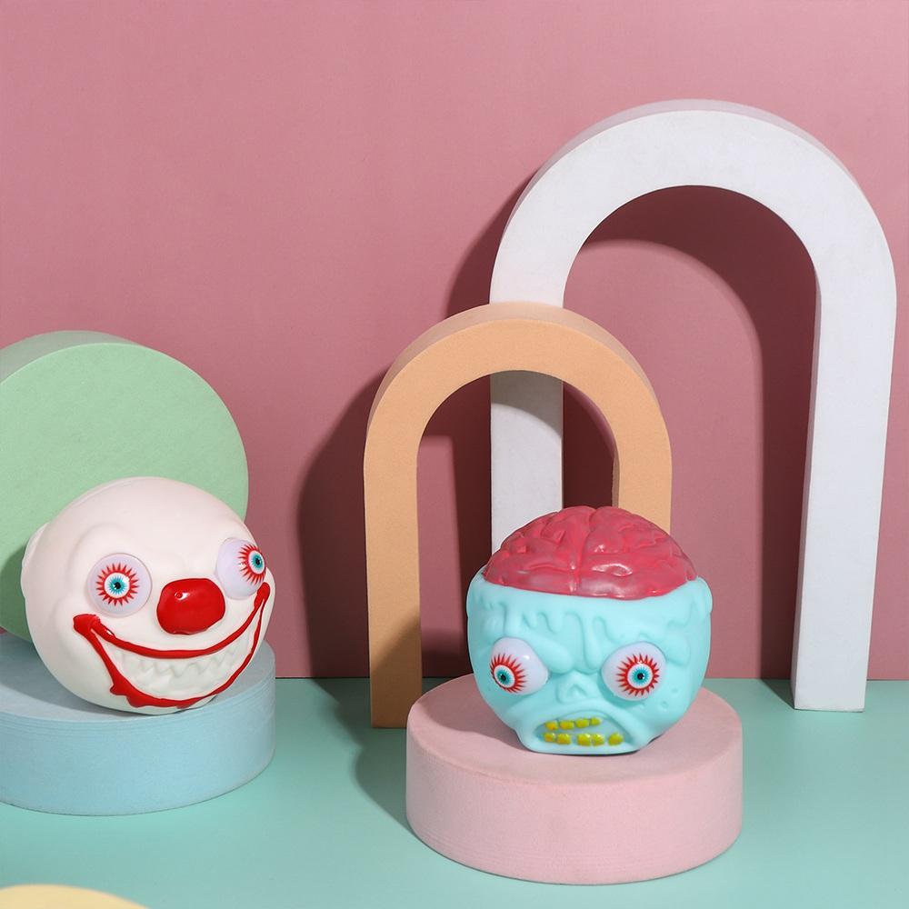 Novelty Squeeze Fidget Toys Slow Rebound Halloween Prank Toy Elastic Eye-popping Skull Toys  Adult