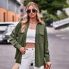 Women S Long Sleeve Solid Color Button Up Shirt With Pockets Casual
