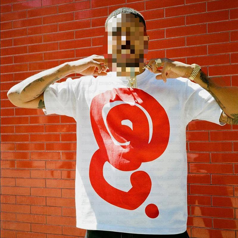 European and American simple and fashionable street style summer hand-painted pattern men's and women's T-shirt