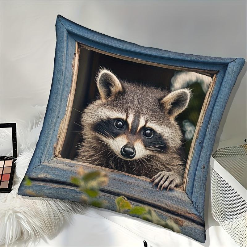 Contemporary Raccoon Cushion Covers Chair Living Room Pillowcase Cozy Zipper Sofa Pillow Covers Bedroom Indoor Home Decor