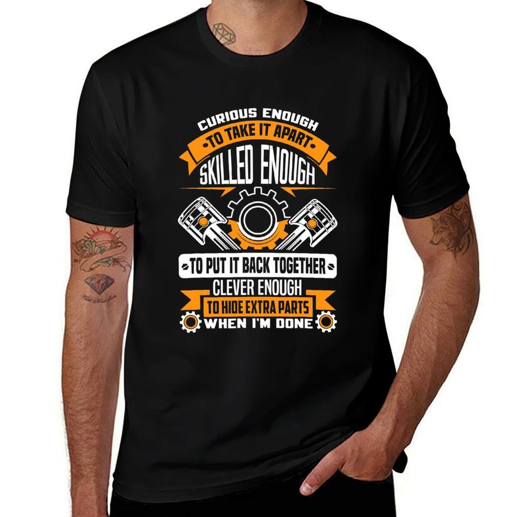 Curious Enough To Take It Apart Skilled Enough Mechanic Tshirt Light Athletic Short Sleeve Tee Shirt