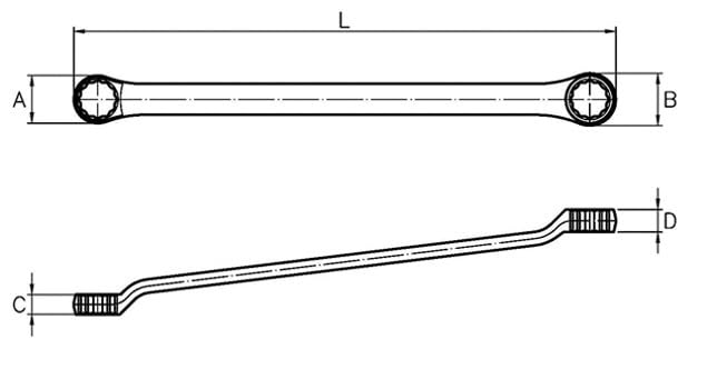 SIGNET Open End Wrench 33289 14x17" 45° (Compact Type)