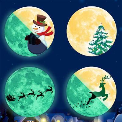 30cm Leuchtender Weihnachts-Halloween-Aufkleber Schneemann Bäume Fledermaus Leuchtender Wandaufkleber Festival Dekorationszubehör