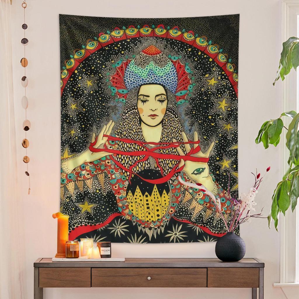 1pc Girl Floral Tapestry, Eye Tapestry, Hippie Psychedelic Retro Fun Cool Color Poster Wall Decoration