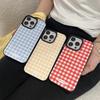 Plaid Fruit Stand iPhone 14/16/17 Pro Max Epoxy Retro Couple Phone Case