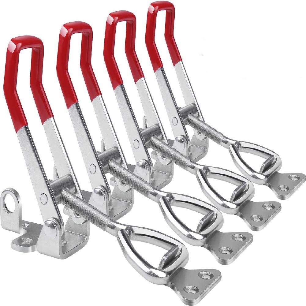 4Pcs Adjustable Toggle Latch With Lock Hole, 304 Stainless Steel Cabinet Toolbox Clamp Catch For Smoker Lid Wooden Storage Case