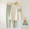 Autumn and winter new women's German velvet pajamas round neck long-sleeved trousers set loose large size