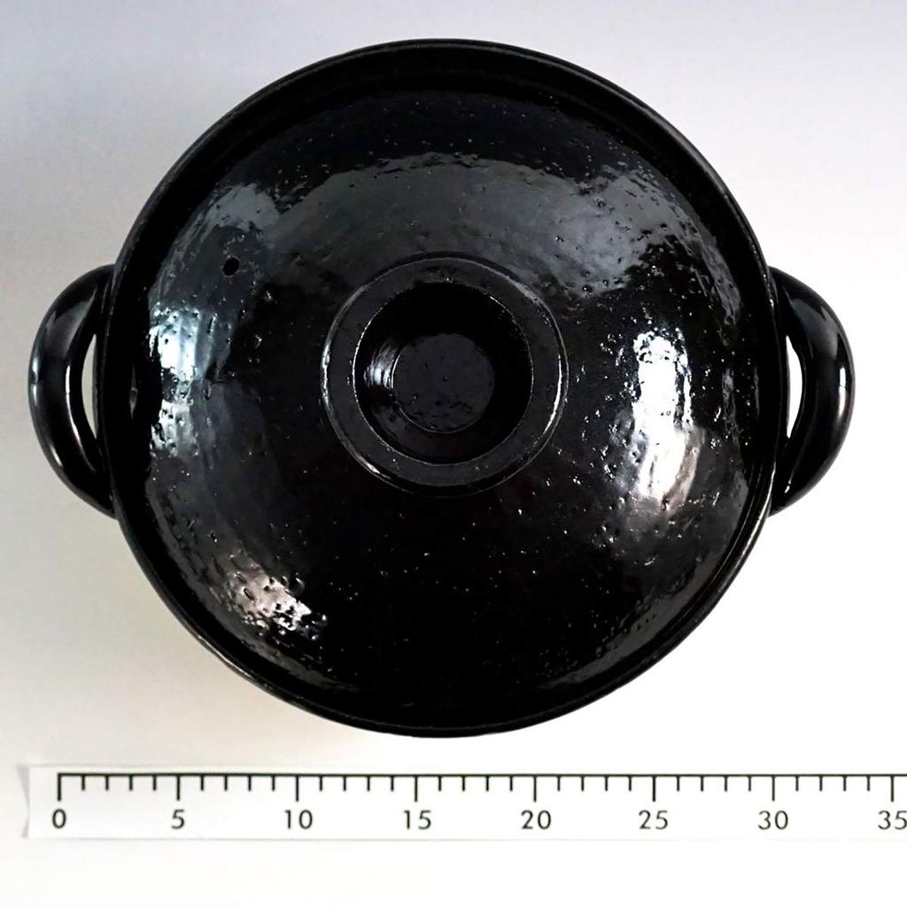 Nagatani Seito Healthy Steamer Pot, Medium, Earthenware Pot, Serves 2-4, Approx. 27cm, Approx. 1800ml, For Direct Heat, Black, AZW-22