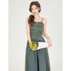 Summer retro washed denim small suspender top + versatile skirt denim two-piece set