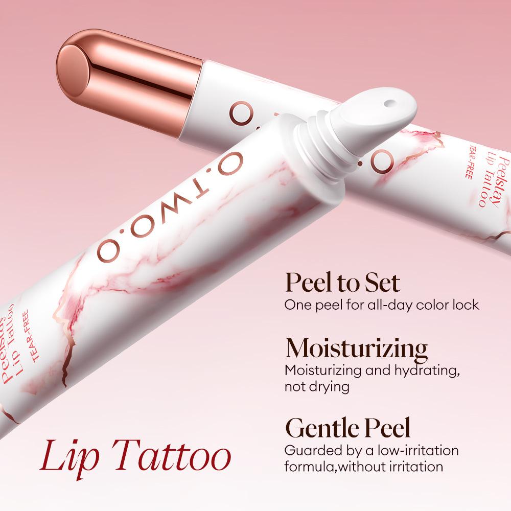 O.TWO.O Lip Stain Lip Tattoo Peel-off Highly Pigmented 48h Color-lock Waterproof Nourish Care Peel-off Lip Tint Lipstick Makeup