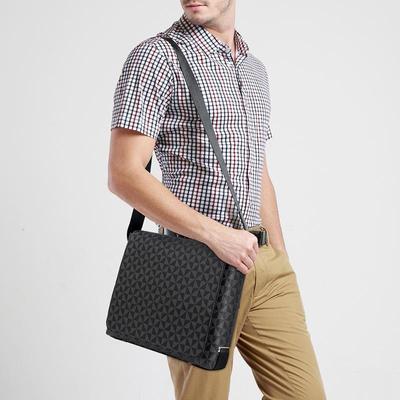 Men's Business Shoulder Bag Vintage Checked Crossbody Bag Clamshell Men's Travel Briefcase Large Capacity