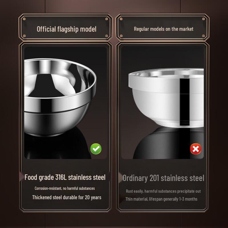 Jinwanfu 304 Stainless Steel Double-Layer Insulated Bowl
