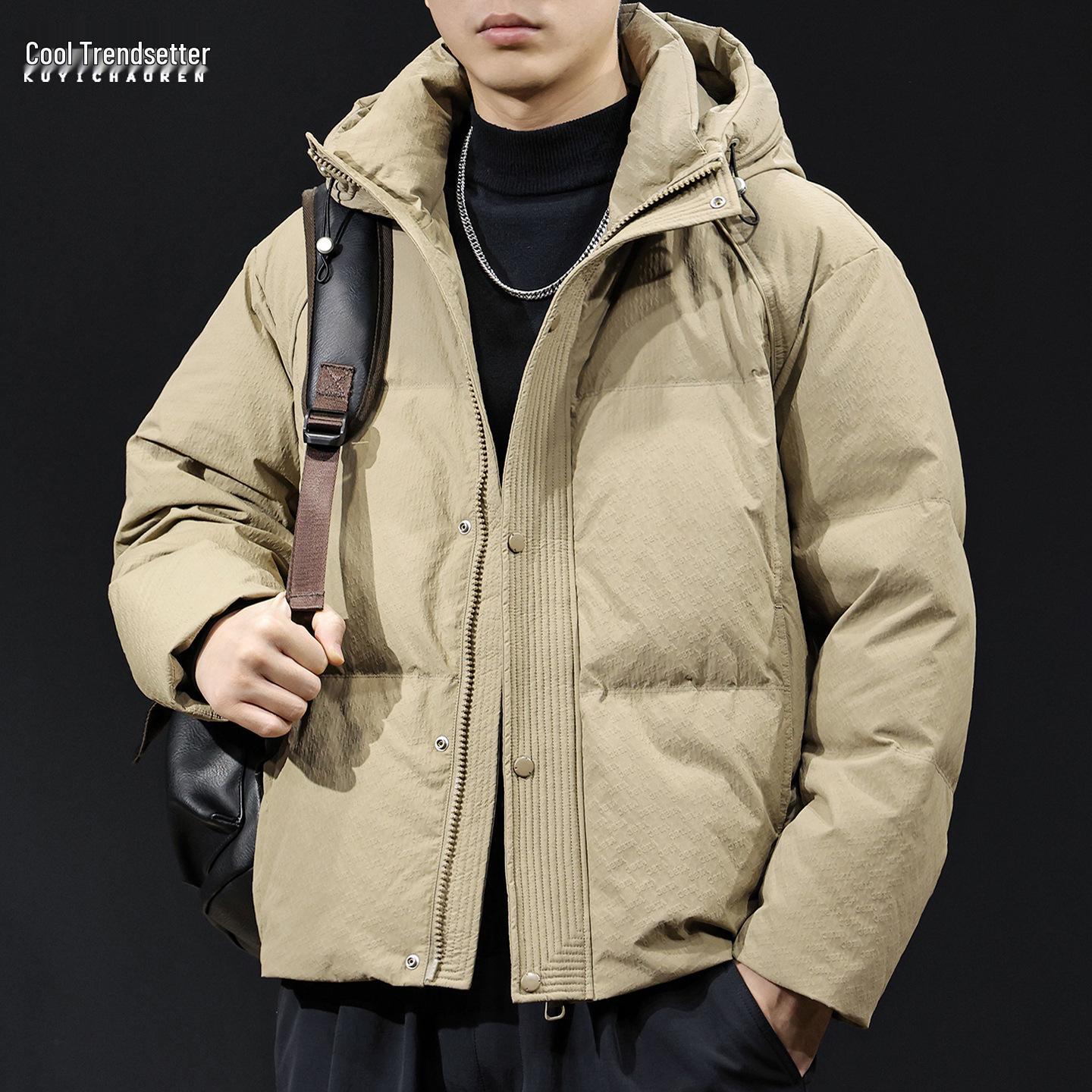 

Men s American Retro Thickened White Duck Down Jacket - Winter 2025, Hooded, Loose Fit, Plus Size, High-End. L fits 120-140 jin хакі