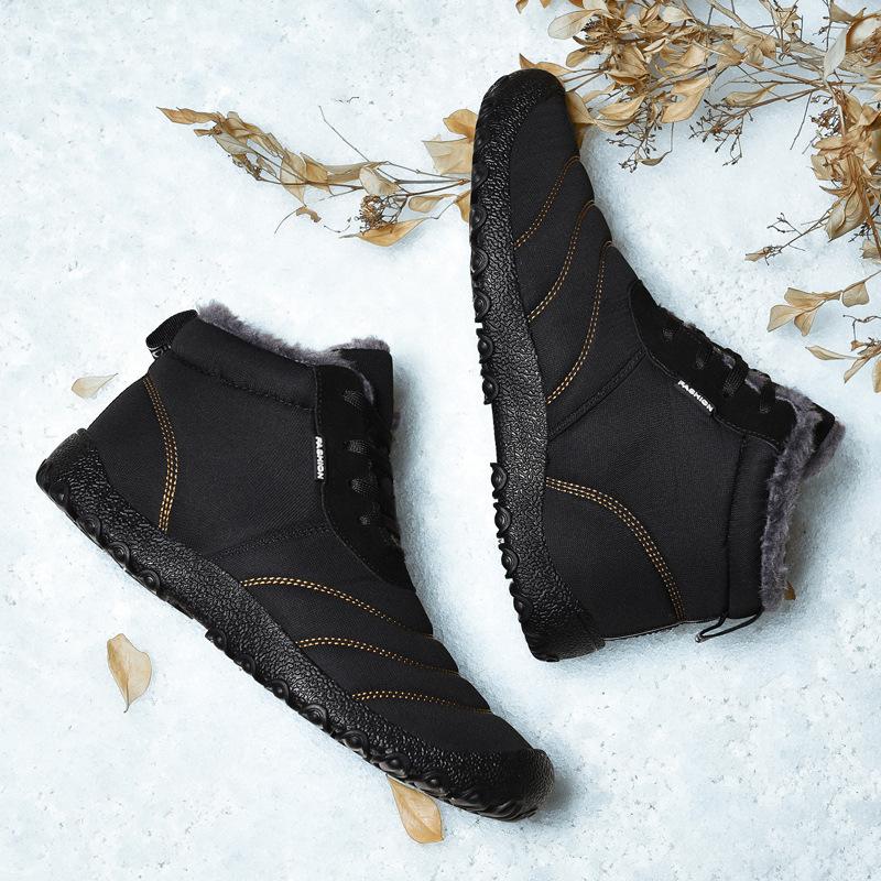 Herbst- und Winter-Bestseller Herren Samt Baumwolle warm Schneestiefel Lazy Fußabdeckung High-Top Schnürung Baumwollschuhe