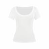 Pure Desire U-Neck Shoulder Short Sleeve T-Shirt Sexy Slim Versatile Design Spring Summer Solid Color Spice Girl Short Top
