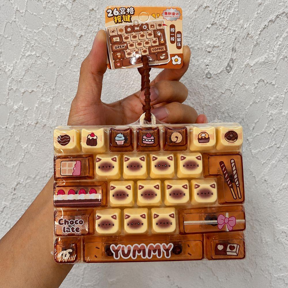 Cartoon Keyboard Squeeze Toy 26 Keys Bookbag Pendant  For Adults,Teenagers,Kid