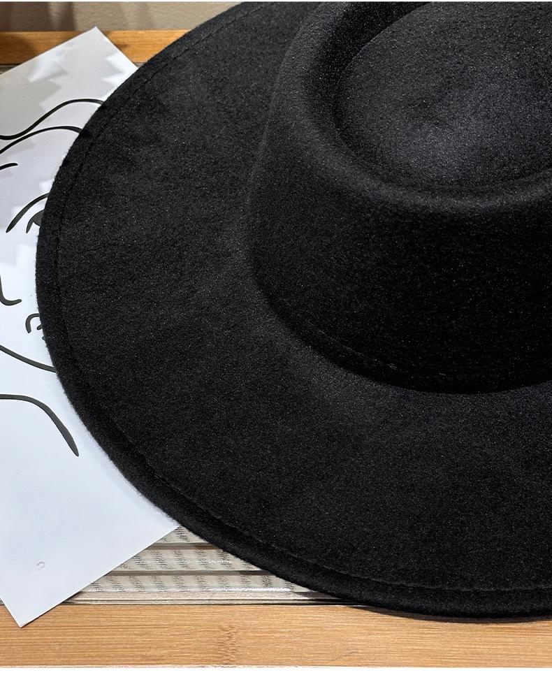 British Style Faux Wool Fedora Hat for Women - Autumn/Winter Hepburn Look with Small Face Effect and Dented Top