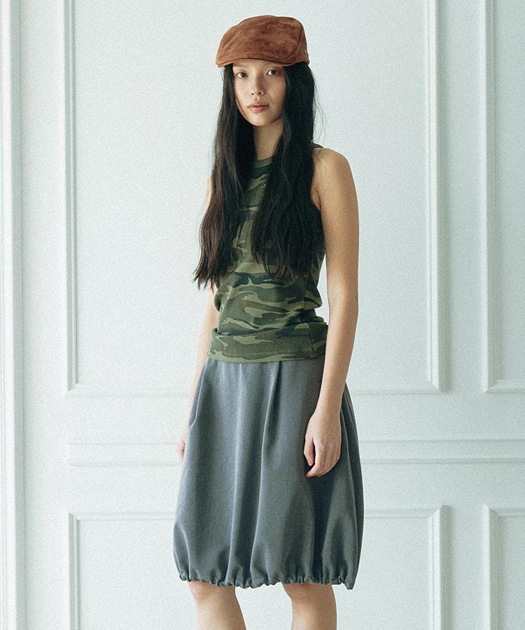 Cookies Tr Balloon Midi Skirt_ Charcoal