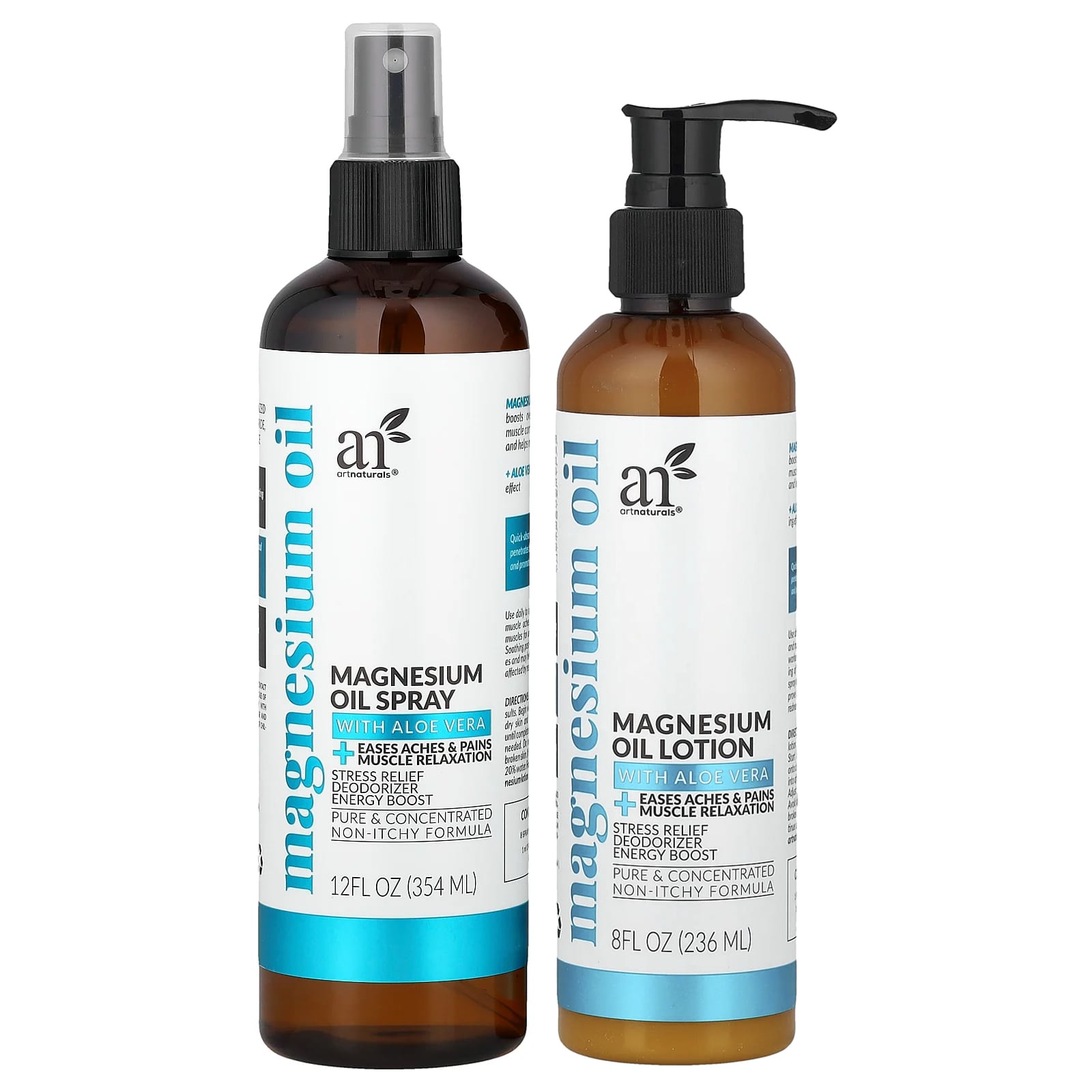 

artnaturals, magnesium oil, spray & lotion, 2-piece set