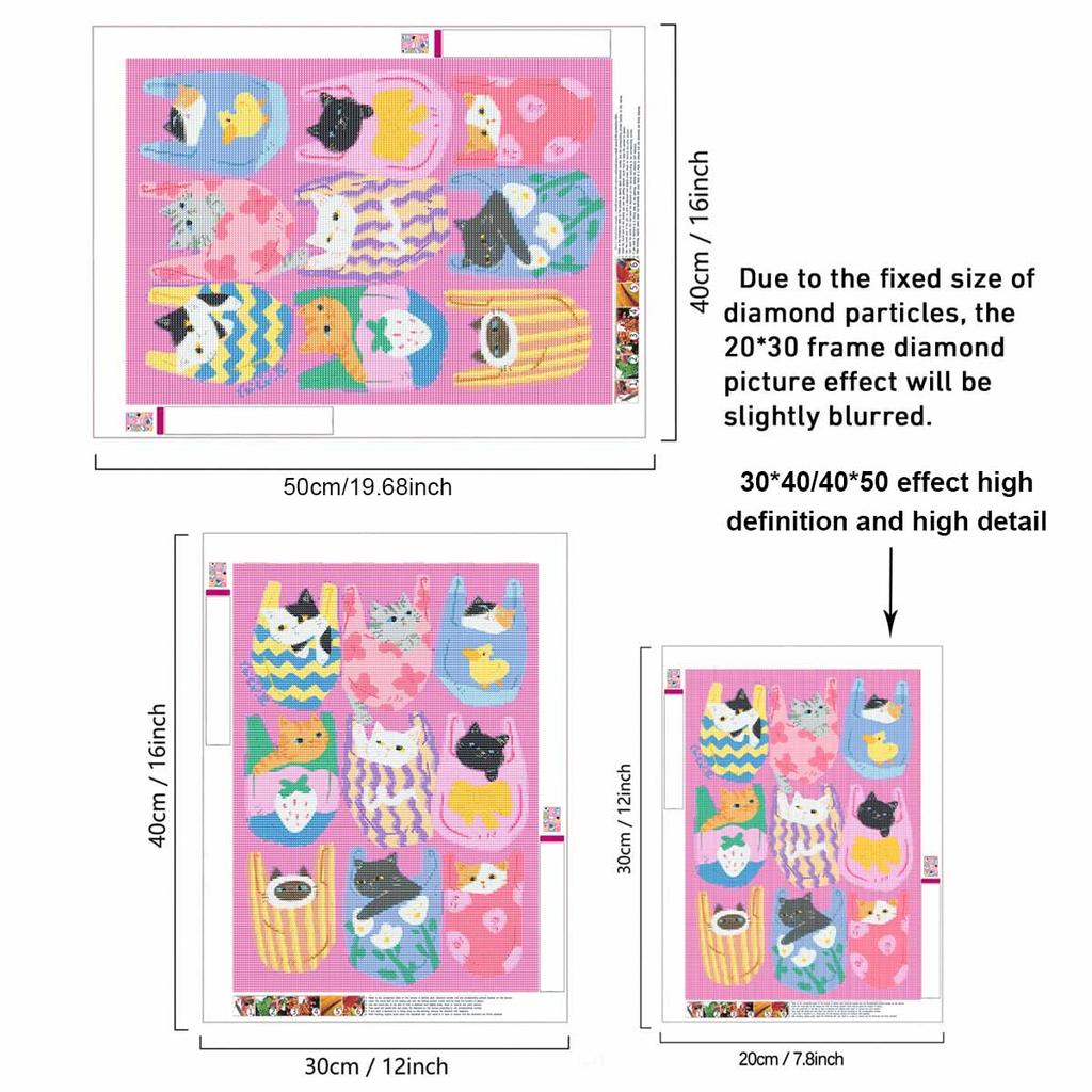 Diamond Painting Kits for Adults CartoonCats Full Round Drill 5D Art Craft Wall Decor for Bedroom Living Room Home Decoration