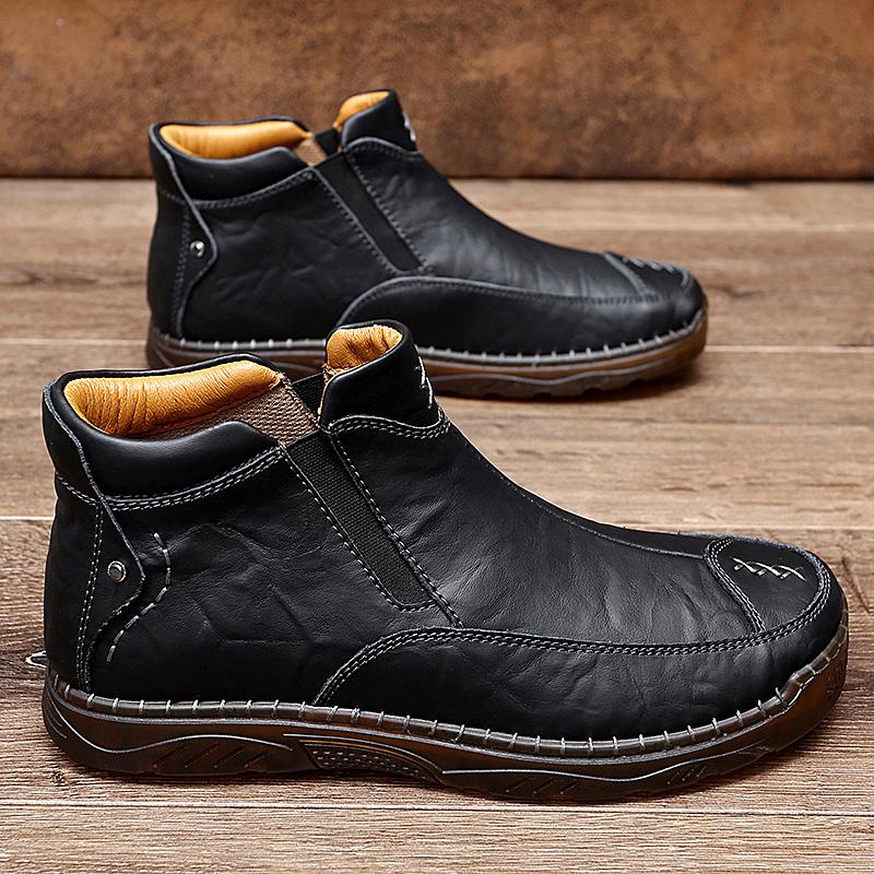 Men Boots Leather 2024 Autumn Winter Vintage Style Ankle Short Chelsea Boot Man Footwear Casual Men Motocross Boots Lightweight