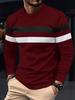 Men's Color Block Casual Round Neck Long Sleeve Sports T-shirt