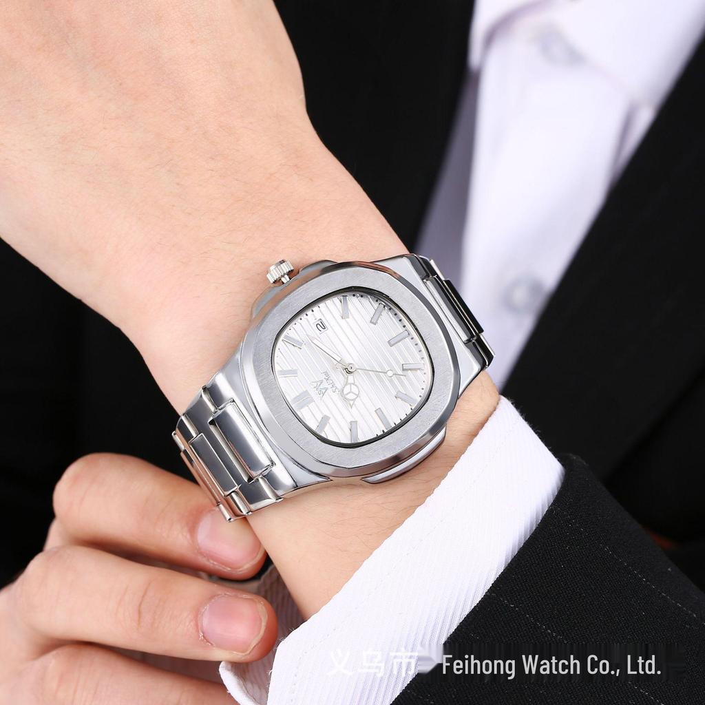 Men's Multifunctional Waterproof Quartz Watch with Steel Band and Luminous Display