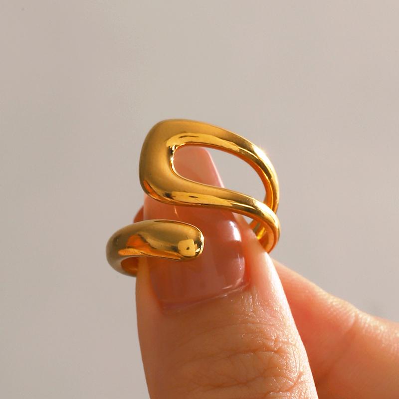 Stainless Steel Geometry Rings for Men Women Two Color Waterproof Open Punk Charms Rings Luxury Jewelry Gifts 2025 New