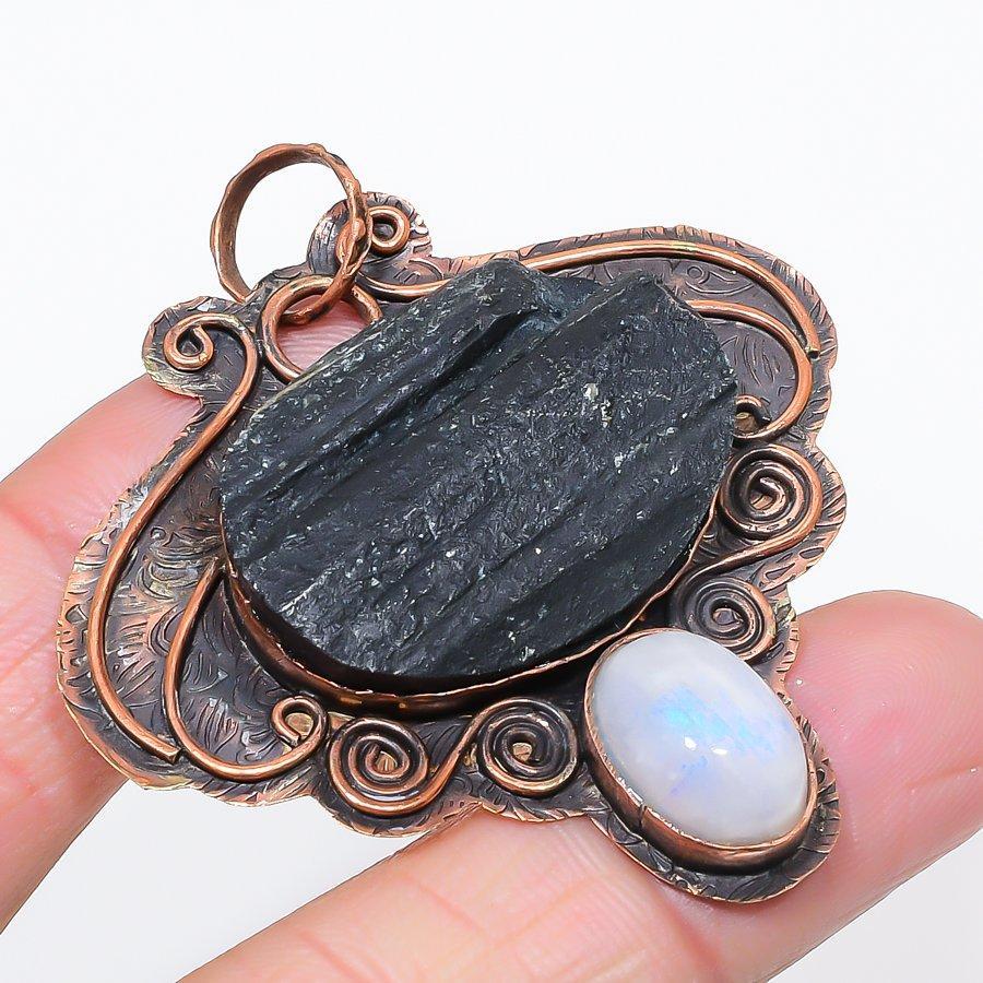 

Natural Black Tourmaline 925 Sterling Silver Jewelry Pendant 2.21 U3d25