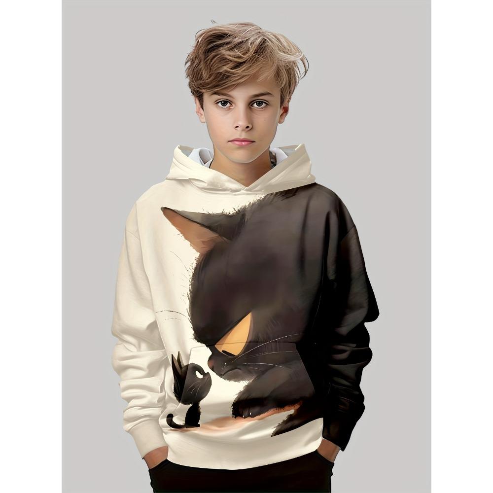 Funny 3d Print Children's Clothing Hoodies Long Sleeve Men Sweatshirt Cartoon Boys Leisure Fashion Cat Print Girls' Hoodie