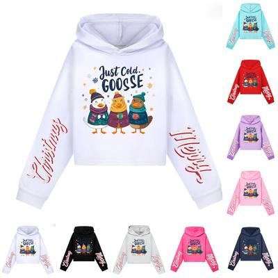 Kinder Freizeitmode Weihnachten Bedrucktes Langarm Kapuzensweatshirt (Kein Kordelzug)