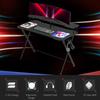 Gaming Desk Writing Racing Computer Table Workstation with Headphone Hook Curved Front Adjustable Feet for Home Office Use 140 x 60cm