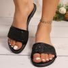 Sequined rhinestone slippers women's 2025 summer new foreign trade flat bottom simple word casual beach cool slippers