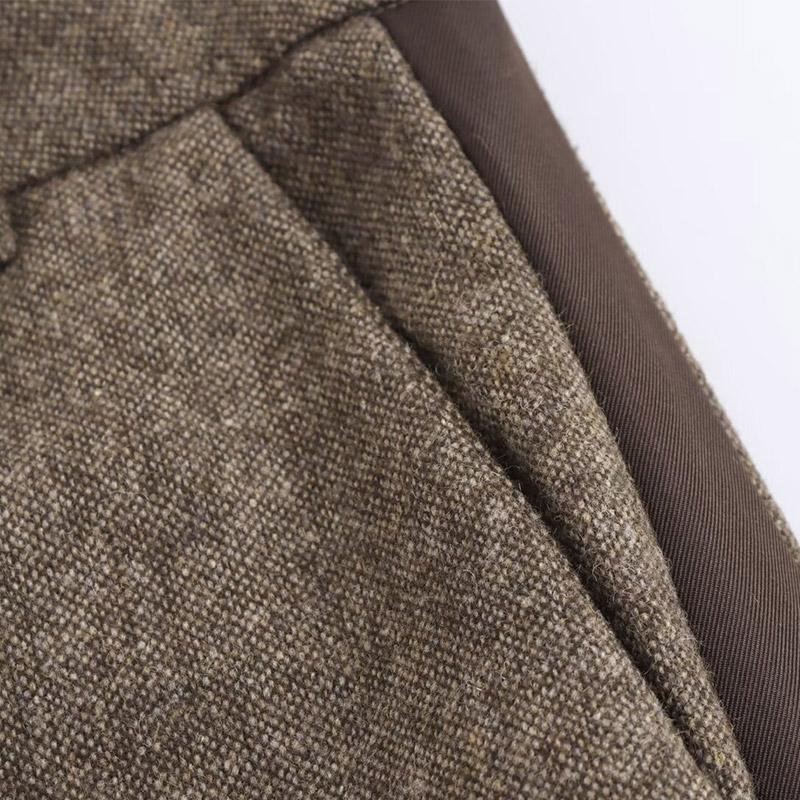 Women's Versatile Vintage Slim Suit Set Autumn Winter Long Sleeve Lapel Single Breasted Jacket Straight Leg Pants Two Piece Sets