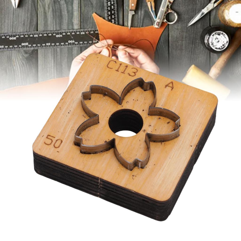Leather Cutting Mold with Wood Base Flower Shape Punching Die for Making Keychain Bag Decorations