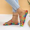 Colorful Plus Size 43 Women's Summer 2024 Shiny Flat Rainbow Slippers