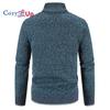 Cozy up Herren Strickjacke mit kleinem Stehkragen und dickem Samt