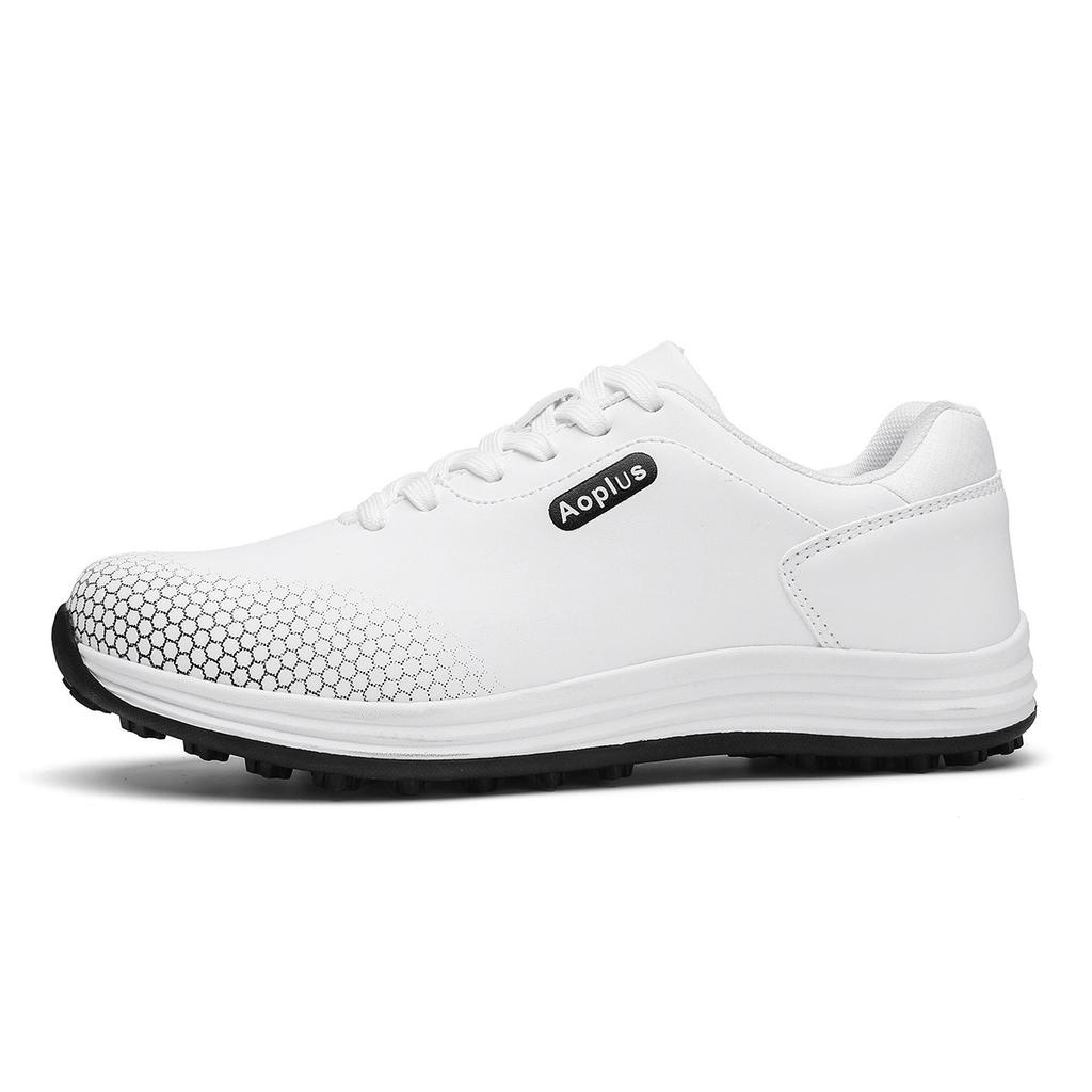 Golf men's shoes waterproof and non-slip fixed nails straps white casual breathable sports shoes