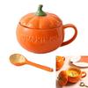 Ceramic Pumpkin Shape Mug With Lid Coffee Cup Halloween Dinnerware Perfect For Autumn Drink Decoration