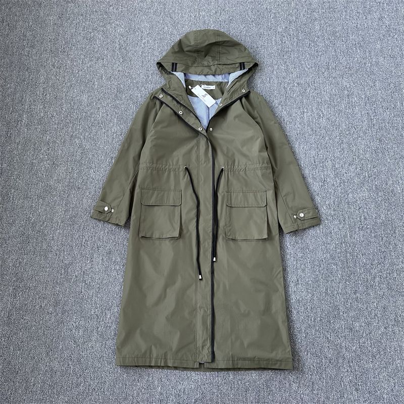 

Пара тренчей выше колена с капюшоном, приталенных, придающих молодость для пеших прогулок 1 Black Long Waterproof windbreaker M