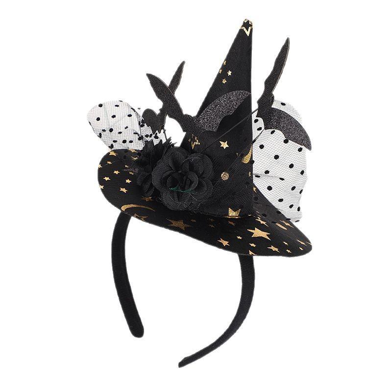 Halloween Witch Pointy Hat Headband, Scary Eyeball Bat Spider Feathers, Decorative Ball Show Headbuckle